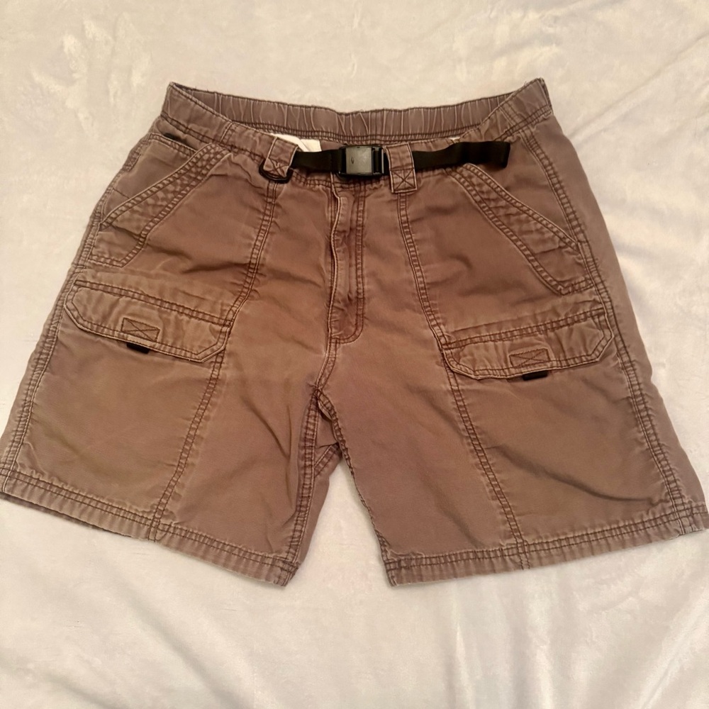 Wrangler Hero Y2K Cargo Shorts Brown Utility w/ Belt D-Ring Size‎ M 33” Waist